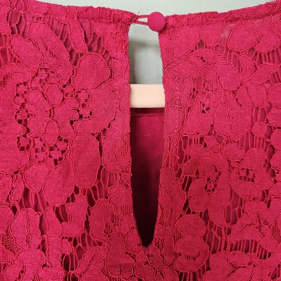 1.State Women's Lace Ruffle Puff Sleeve Top Wineberry Red Pink Floral Size MED - Picture 5 of 8